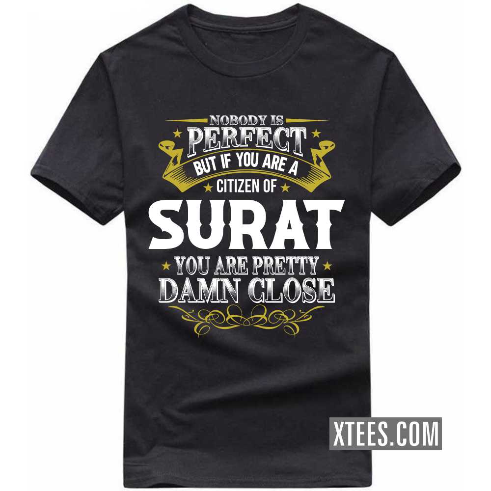 Nobody Is Perfect But If You Are A Citizen Of SURAT You Are Pretty Damn Close India City T-shirt image