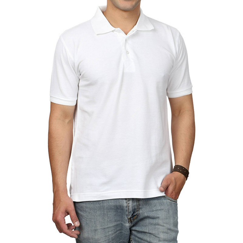 White Plain Collar Polo T-shirt image