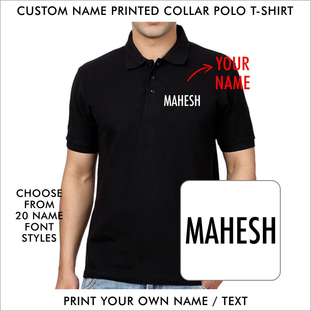 Custom Name Printed Collar Polo T-Shirt
