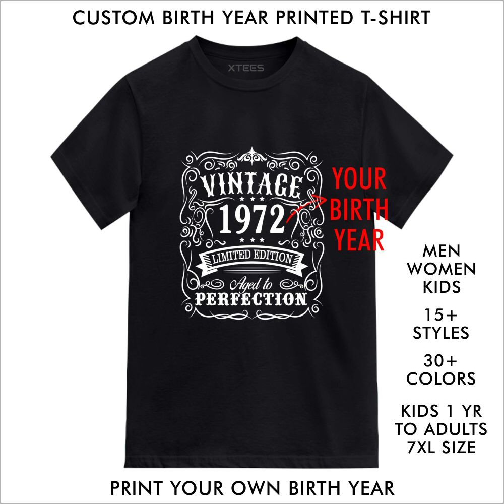 Vintage Birth Year Limited Edition Aged To Perfection Custom Birthday T-shirt