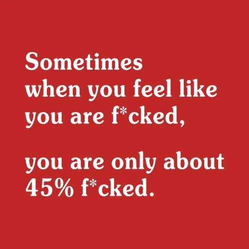 Sometimes when you feel like you are fcked you are only about 45% fcked T-Shirt
