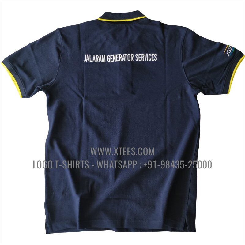 Corporate Uniform T-Shirt | Tipping Collar Cuff Collar Polo T-Shirt | 100% Cotton | 240 GSM Thick Pique Airtex Fabric | Navy | Light Yellow | Logo Embroidery