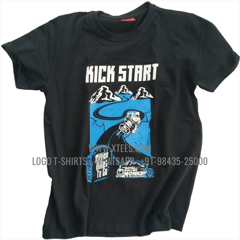 Club T-Shirt | Solid Color Round Neck T-Shirt | 100% Cotton | 180 GSM Fine Fabric | Black | Design Rubber Print