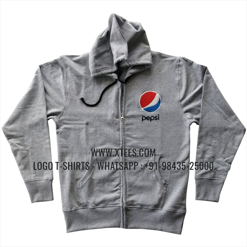 Uniform Hoodie | Full Zipper Hoodie | 100% Cotton | 300 GSM Fleece Fabric | Grey Melange | Logo Embroidery