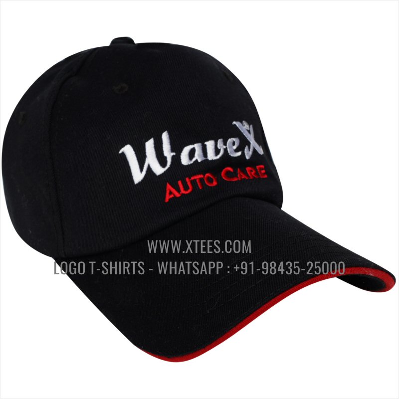 Logo Embrodiery Cap | Premium Quality 5 Panel Cap with Air Holes | 100% Cotton | Twill Fabric | Black