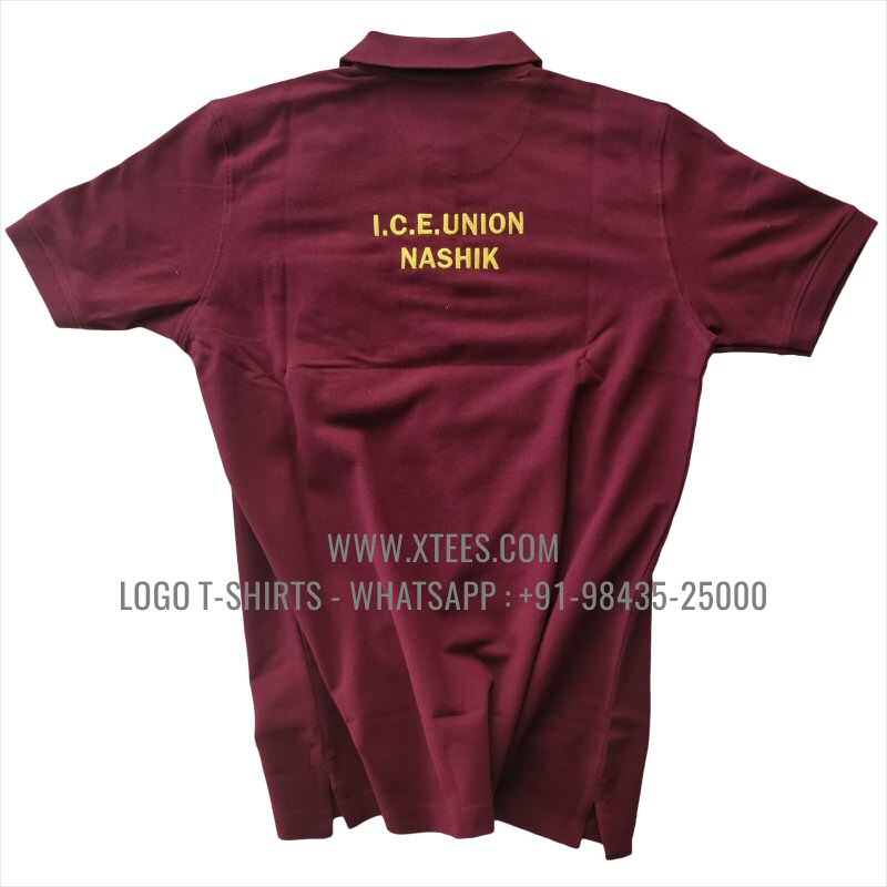 Club T-Shirt | Solid Color Collar Polo T-Shirt with Pocket | 100% Cotton | 240 GSM Thick Pique Airtex Fabric | Dark Maroon | Logo Embroidery