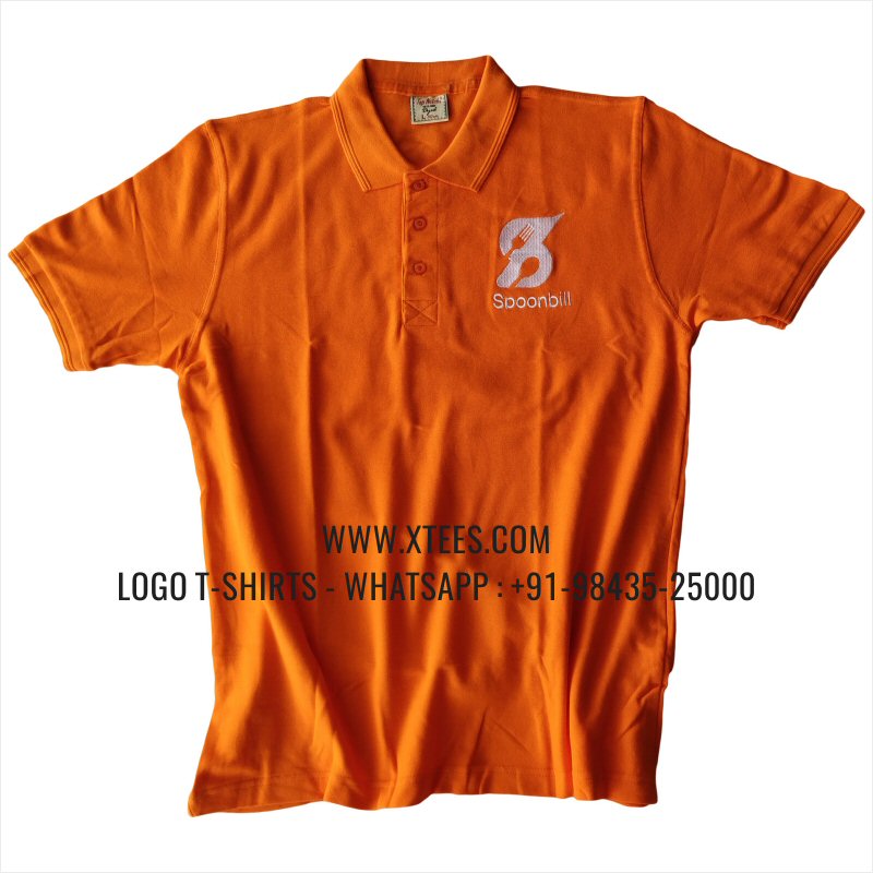 Uniform T-Shirt | Solid Color Collar Polo T-Shirt | 100% Cotton | 200 GSM Thick Pique Fabric | Dark Orange | Logo Embroidery