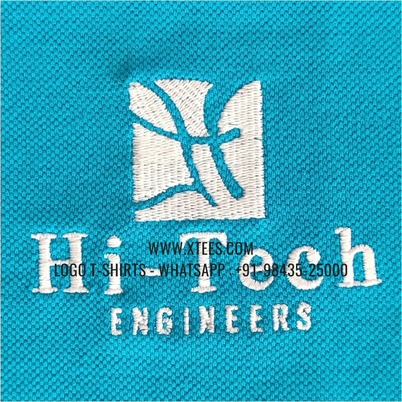 Uniform T-Shirt | Solid Color Collar Polo T-Shirt | 100% Cotton | 240 GSM Thick Pique Airtex Fabric | Turquoise Blue | Logo Embroidery