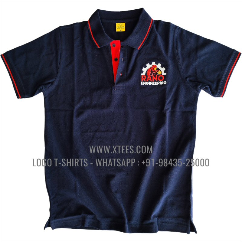 Uniform T-Shirt | Tipping Collar Cuff Collar Polo T-Shirt | 100% Cotton | 240 GSM Thick Pique Airtex Fabric | Black | Red | Logo Embroidery