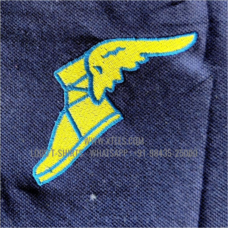 Uniform T-Shirt | Cut & Sew Color Block Collar Polo T-Shirt | 100% Cotton | 240 GSM Thick Pique Airtex Fabric | Navy | Bright Yellow | Logo Embroidery