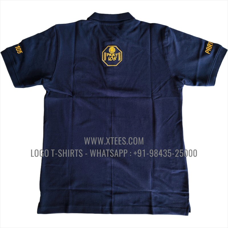 Club T-Shirt | Solid Color Collar Polo T-Shirt | 100% Cotton | 240 GSM Thick Pique Airtex Fabric | Navy | Logo Embroidery