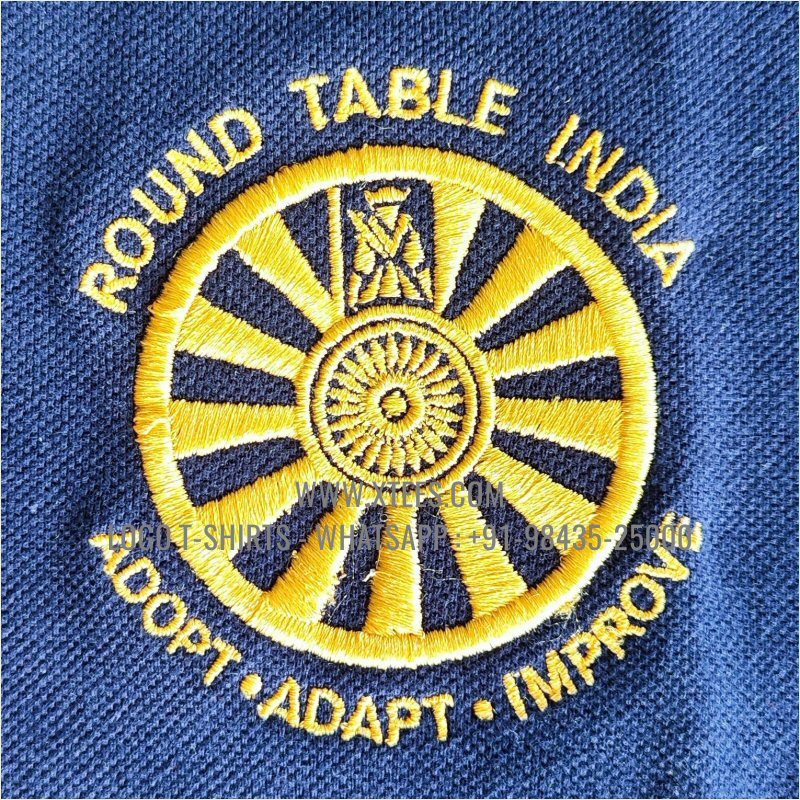 Club T-Shirt | Solid Color Collar Polo T-Shirt | 100% Cotton | 240 GSM Thick Pique Airtex Fabric | Navy | Logo Embroidery