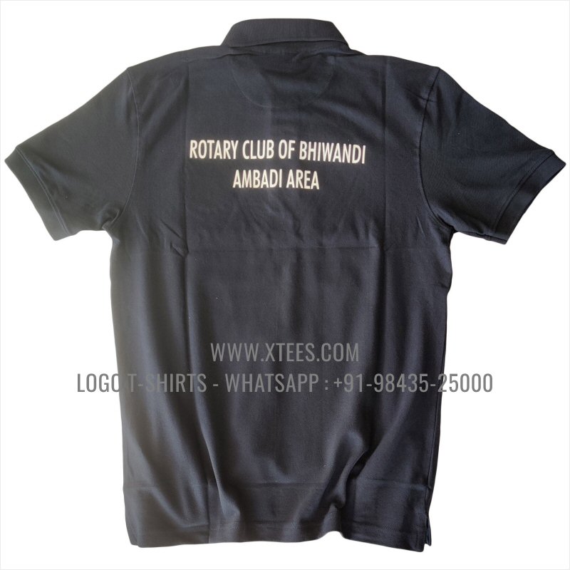 Club T-Shirt | Solid Color Collar Polo T-Shirt | 100% Cotton | 240 GSM Thick Pique Airtex Fabric | Black | Logo Embroidery