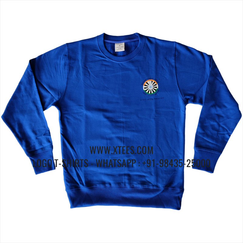 Club Sweatshirt | Round Neck Sweatshirt | 100% Cotton | 300 GSM Fleece Fabric | Royal Blue | Logo Embroidery