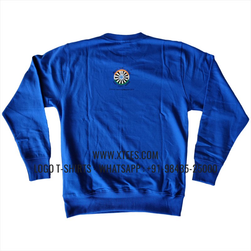 Club Sweatshirt | Round Neck Sweatshirt | 100% Cotton | 300 GSM Fleece Fabric | Royal Blue | Logo Embroidery
