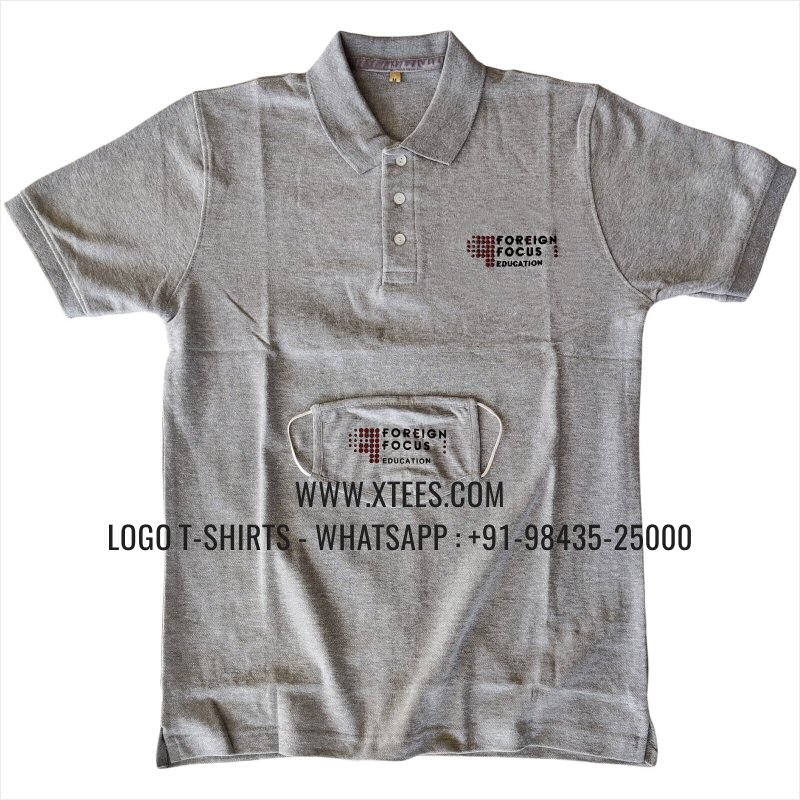 Uniform T-Shirt | Solid Color Collar Polo T-Shirt | 100% Cotton | 240 GSM Thick Pique Airtex Fabric | Grey Melange | Logo Embroidery