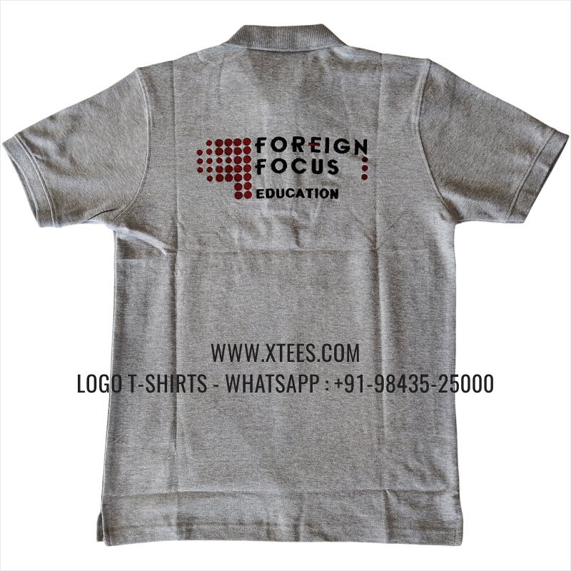 Uniform T-Shirt | Solid Color Collar Polo T-Shirt | 100% Cotton | 240 GSM Thick Pique Airtex Fabric | Grey Melange | Logo Embroidery