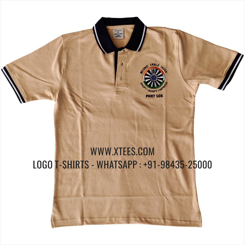 Club T-Shirt | Tipping Collar Cuff Collar Polo T-Shirt | 240 GSM Thick Pique Airtex Fabric | Beige | Black | White | Logo Embroidery | Logo Print