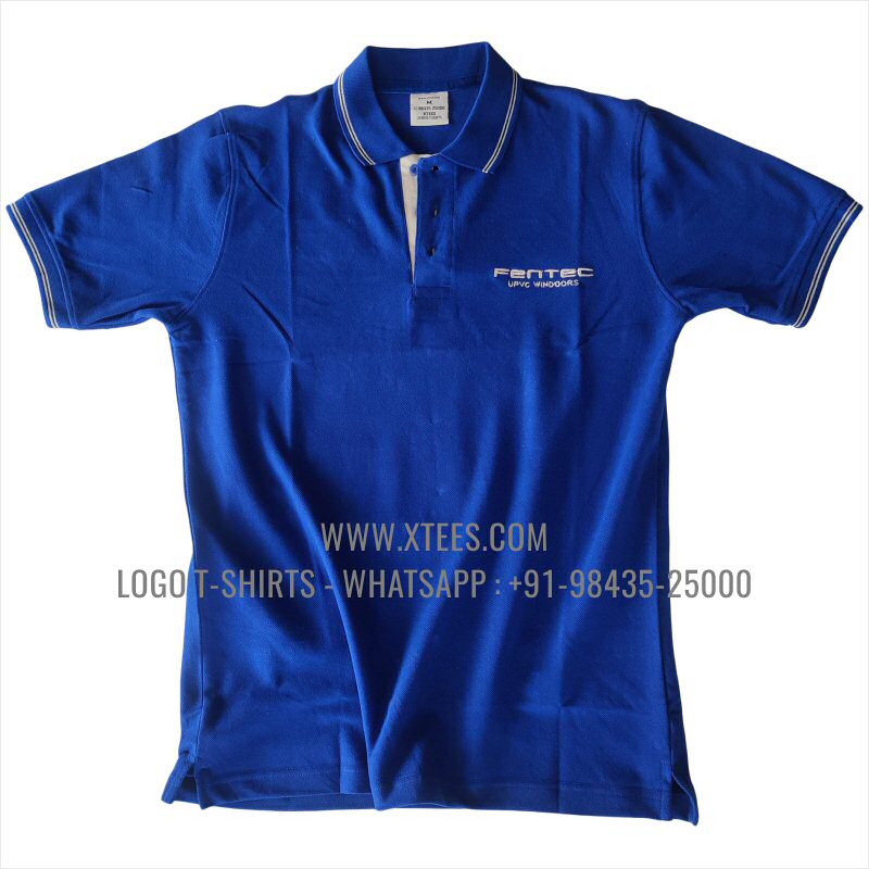 Uniform T-Shirt | Tipping Collar Cuff Collar Polo T-Shirt | 240 GSM Thick Pique Airtex Fabric | Royal Blue | White | Logo Embroidery
