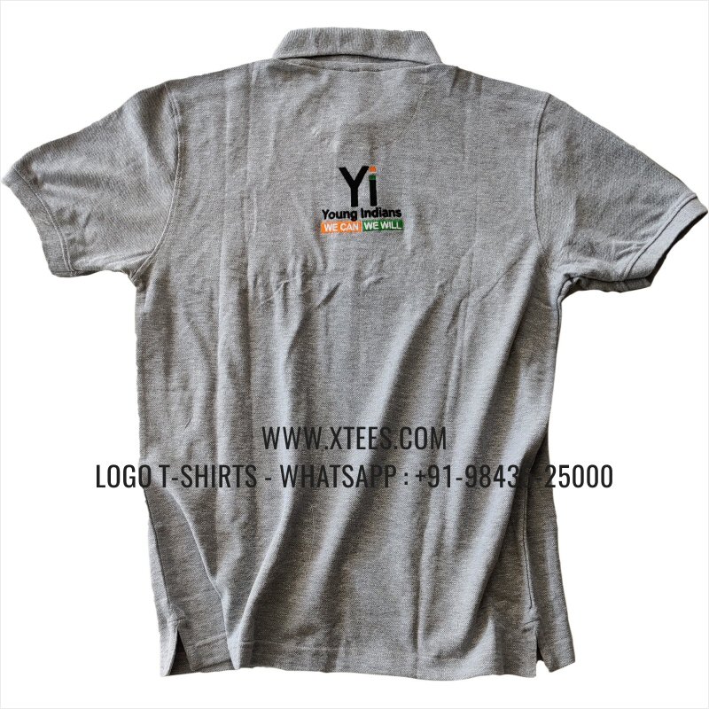 Club T-Shirt | Solid Color Collar Polo T-Shirt with Pocket | 100% Cotton | 240 GSM Thick Pique Airtex Fabric | Grey Melange | Logo Embroidery