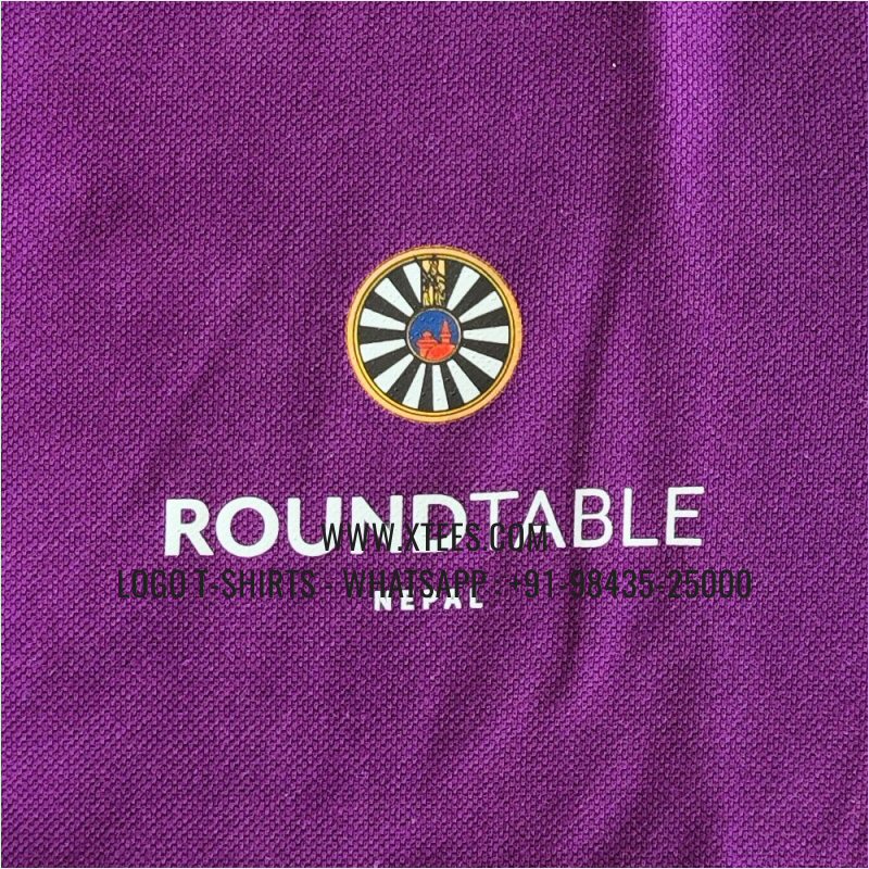 Club T-Shirt | Tipping Collar Cuff Collar Polo T-Shirt | 240 GSM Thick Pique Airtex Fabric | Purple | Bright Yellow | Logo Print
