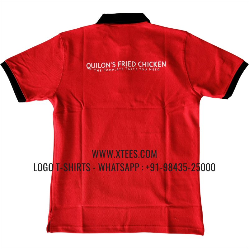 Uniform T-Shirt | Two Color Collar Polo T-Shirt with Pocket| 240 GSM Thick Pique Airtex Fabric | Red | Black | Logo Print