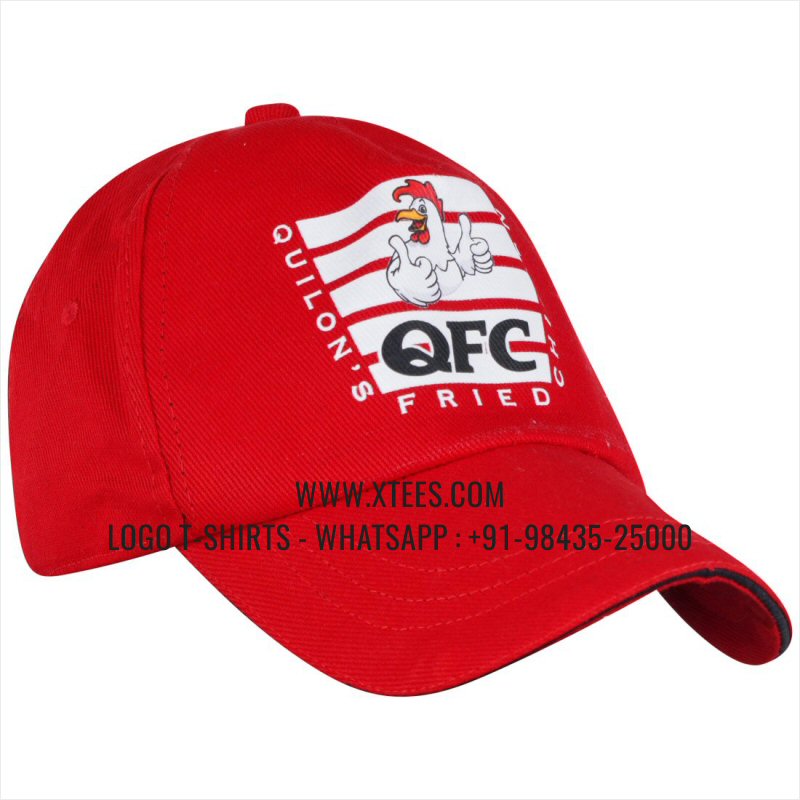 Logo Printed Cap | Premium Quality 5 Panel Cap with Air Holes | 100% Cotton | Twill Fabric | Red