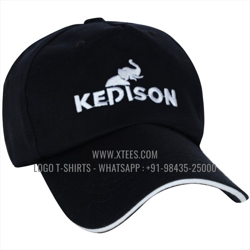 Logo Embrodiery Cap | Premium Quality 5 Panel Cap with Air Holes | 100% Cotton | Twill Fabric | Black