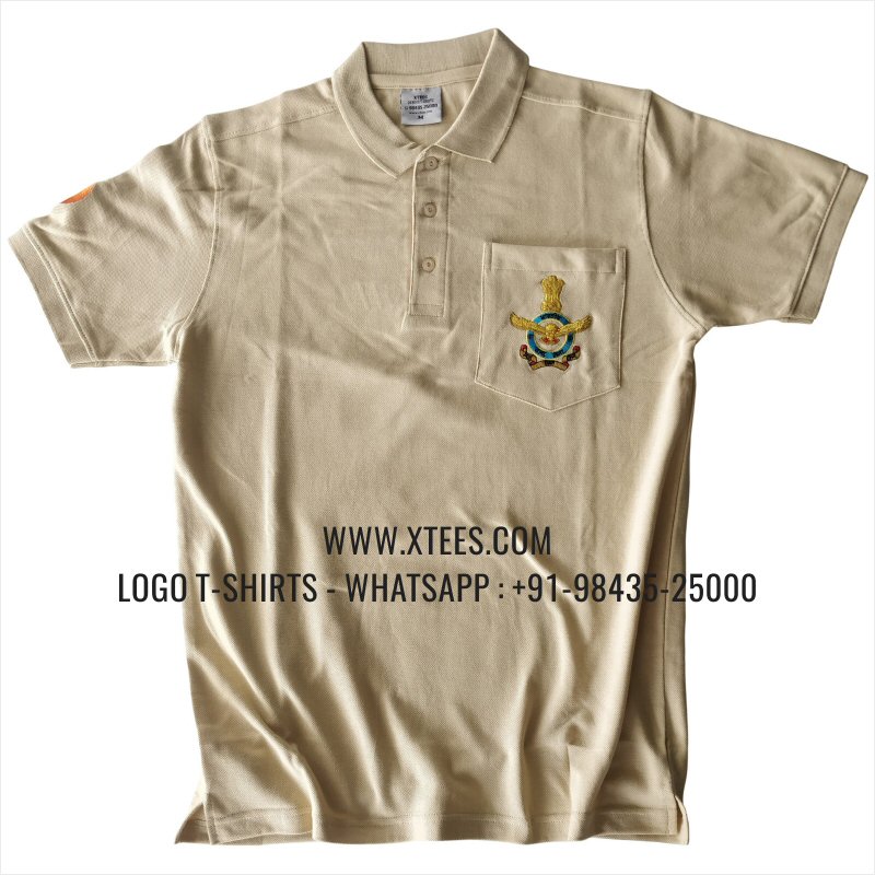 Alumni Reunion T-Shirt | Pocket Collar Polo T-Shirt with Pocket | 100% Cotton | 240 GSM Thick Pique Airtex Fabric | Beige | Logo Embroidery