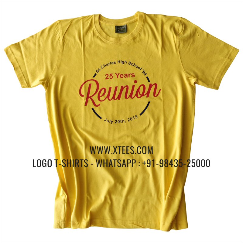 Alumni Reunion T-Shirt | Round Neck T-Shirt | 100% Cotton | 180 GSM Fine Fabric | Yellow | Design Rubber Print