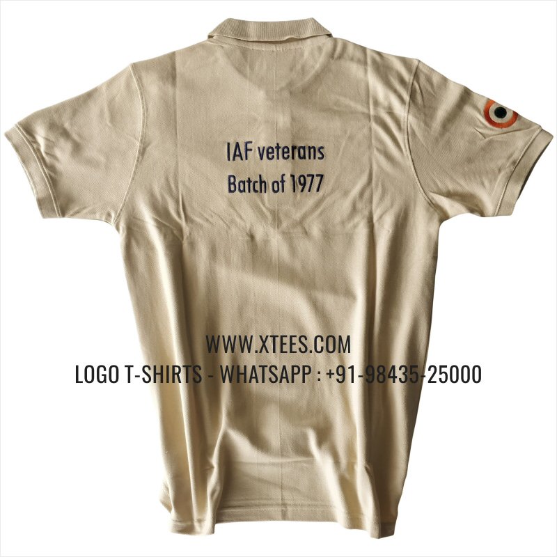 Alumni Reunion T-Shirt | Pocket Collar Polo T-Shirt with Pocket | 100% Cotton | 240 GSM Thick Pique Airtex Fabric | Beige | Logo Embroidery