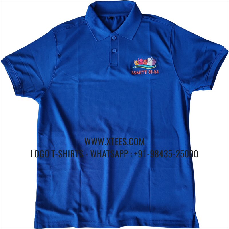 Alumni Reunion T-Shirt | Collar Polo T-Shirt | 100% Polyester | 200 GSM Mars Quick Dry Fabric | Royal Blue | Logo Embriodery