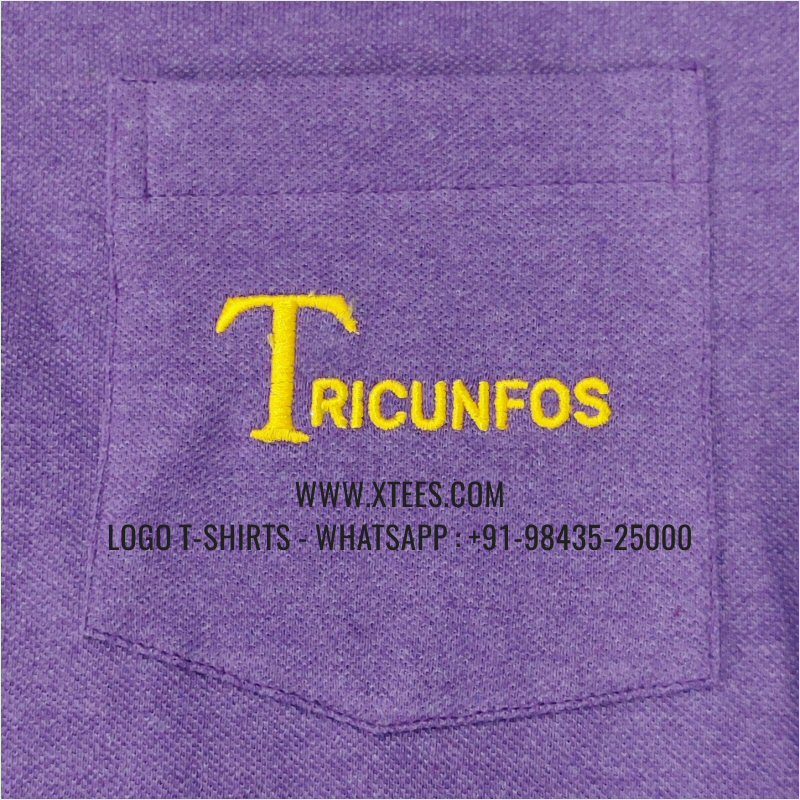 Alumni Reunion T-Shirt | Tipping Collar Polo T-Shirt with Pocket | 100% Cotton | 240 GSM Thick Pique Airtex Fabric | Purple Melange | Logo Embroidery