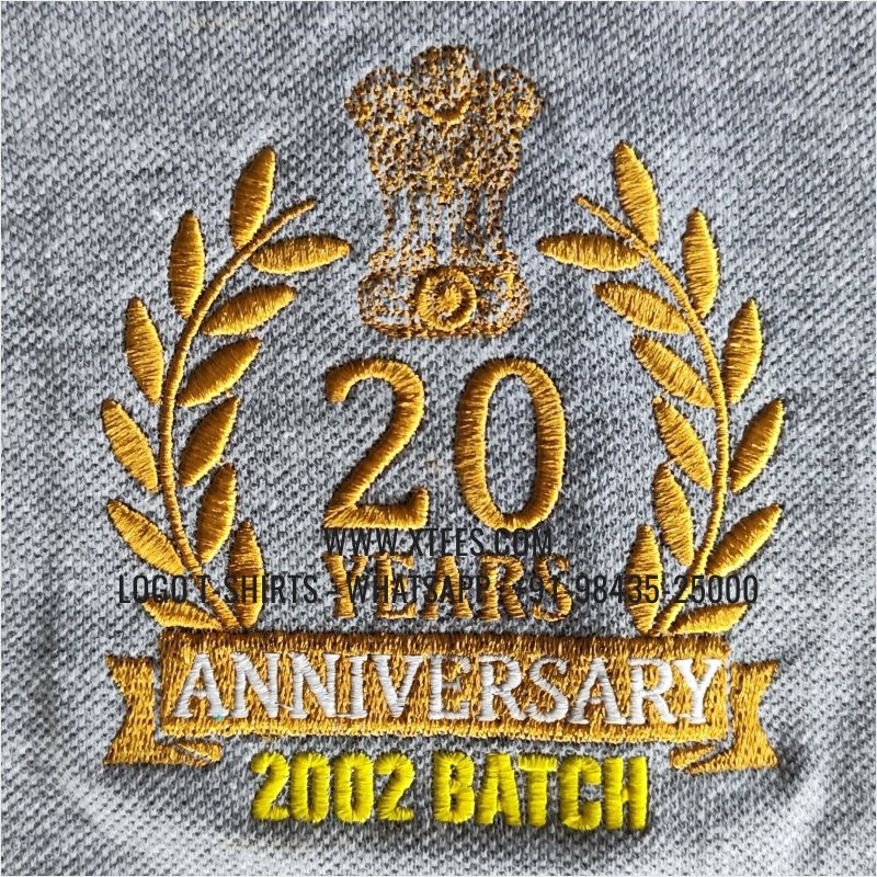 Alumni Reunion T-Shirt | Collar Polo T-Shirt | 100% Cotton | 240 GSM Thick Pique Airtex Fabric | Grey Melange | Logo Embroidery