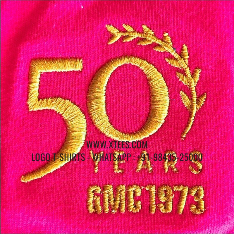 Alumni Reunion T-Shirt | V Neck T-Shirt | 100% Cotton | 180 GSM Fine Fabric | Fuschia| Logo Embroidery