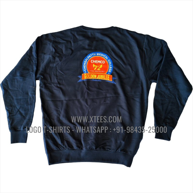 Alumni Reunion Hoodie | Round Neck Sweat Shirt | 100% Cotton | 300 GSM Fleece Fabric | Navy | Logo Hi Res Digital Print