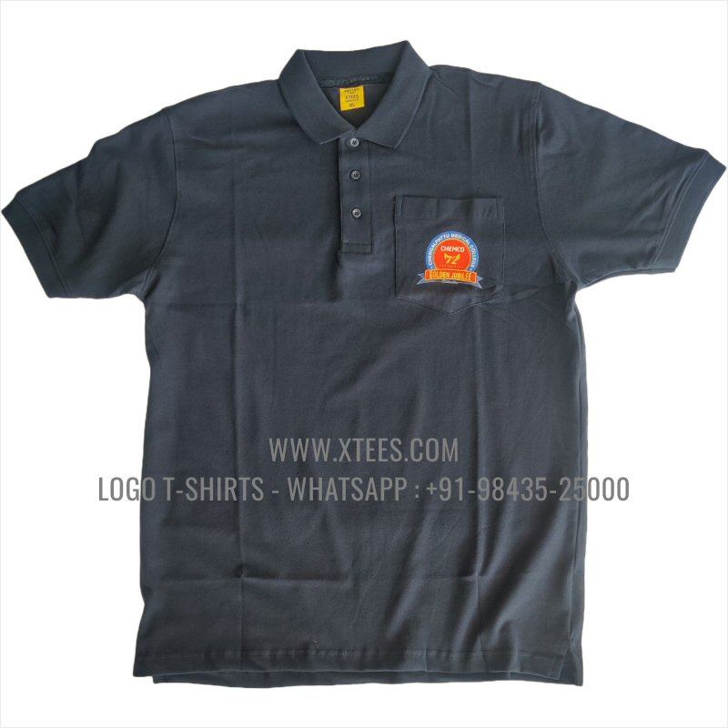 Alumni Reunion T-Shirt | Pocket Collar Polo T-Shirt | 100% Cotton | 240 GSM Thick Pique Airtex Fabric | Navy | Logo Hi Res Digital Print