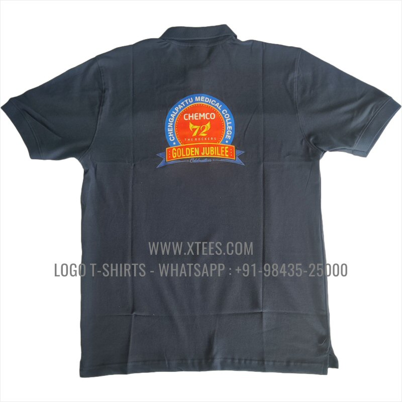 Alumni Reunion T-Shirt | Pocket Collar Polo T-Shirt | 100% Cotton | 240 GSM Thick Pique Airtex Fabric | Navy | Logo Hi Res Digital Print