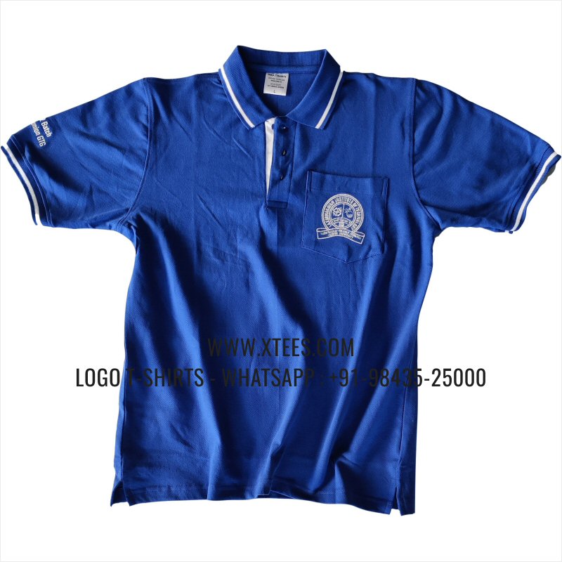Alumni Reunion T-Shirt | Tipping Collar Polo T-Shirt with Pocket | 100% Cotton | 240 GSM Thick Pique Airtex Fabric | Royal Blue | Logo Embroidery
