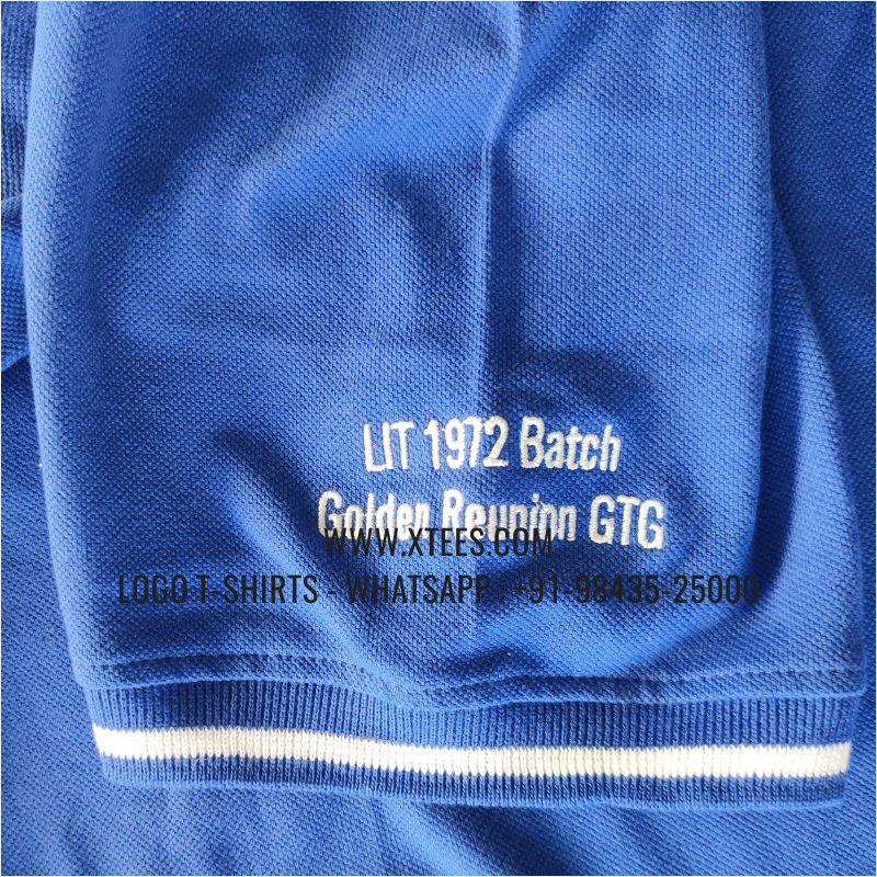 Alumni Reunion T-Shirt | Tipping Collar Polo T-Shirt with Pocket | 100% Cotton | 240 GSM Thick Pique Airtex Fabric | Royal Blue | Logo Embroidery