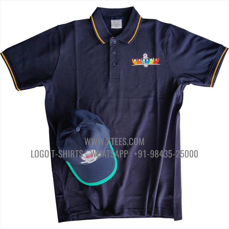 Alumni Reunion T-Shirt | Tipping Collar Polo T-Shirt | 100% Cotton | 240 GSM Thick Pique Airtex Fabric |Navy | Logo Embroidery