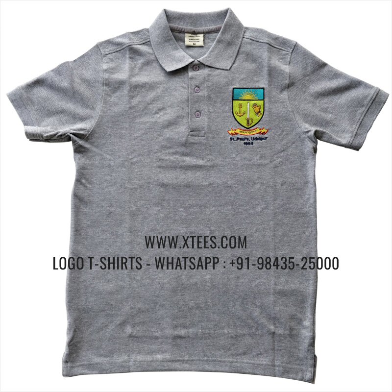 Alumni Reunion T-Shirt | Collar Polo T-Shirt | 100% Cotton | 240 GSM Thick Pique Airtex Fabric | Grey Melange | Logo Embroidery