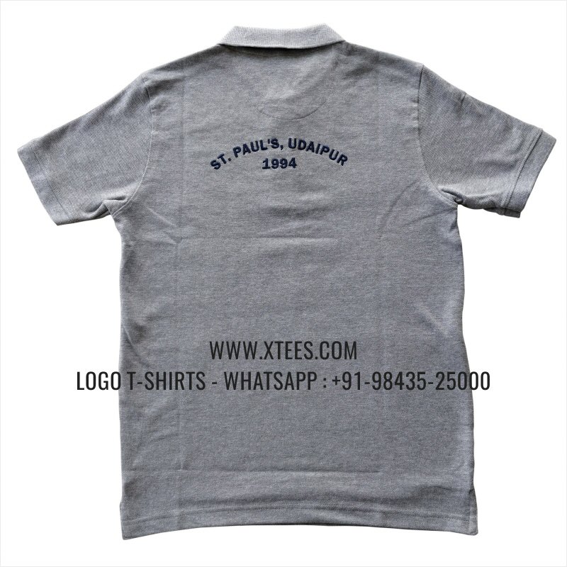Alumni Reunion T-Shirt | Collar Polo T-Shirt | 100% Cotton | 240 GSM Thick Pique Airtex Fabric | Grey Melange | Logo Embroidery