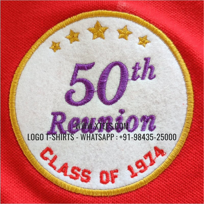 Alumni Reunion T-Shirt | Tipping Collar Polo T-Shirt | 100% Cotton | 240 GSM Thick Pique Airtex Fabric | Red | Logo Embroidery