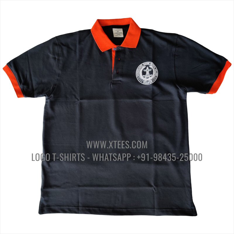 Alumni Reunion T-Shirt | Dual Color Collar Polo T-Shirt | 100% Cotton | 240 GSM Thick Pique Airtex Fabric | Black | Logo Embroidery