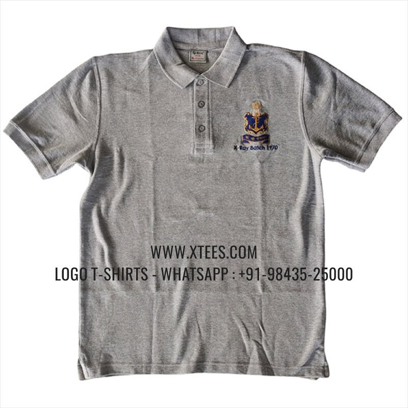 Alumni Reunion T-Shirt | Collar Polo T-Shirt | 100% Cotton | 280 GSM Thick Pique 2 Ply Fabric | Grey Melange | Logo Embroidery