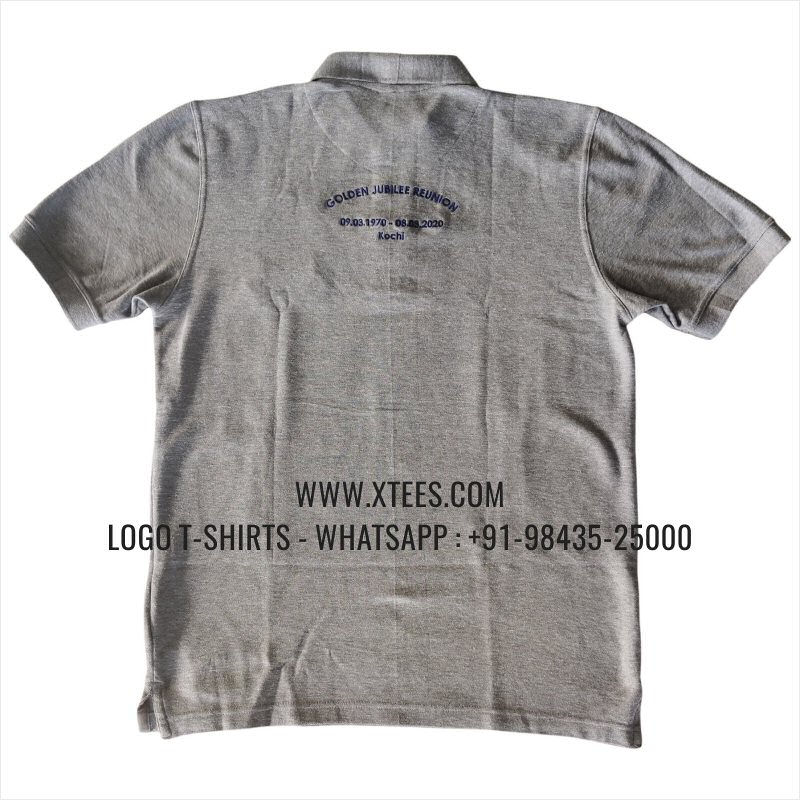 Alumni Reunion T-Shirt | Collar Polo T-Shirt | 100% Cotton | 280 GSM Thick Pique 2 Ply Fabric | Grey Melange | Logo Embroidery