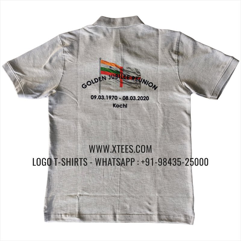Alumni Reunion T-Shirt | Collar Polo T-Shirt | 100% Cotton | 280 GSM Thick Pique 2 Ply Fabric | Grey Melange | Logo Embroidery