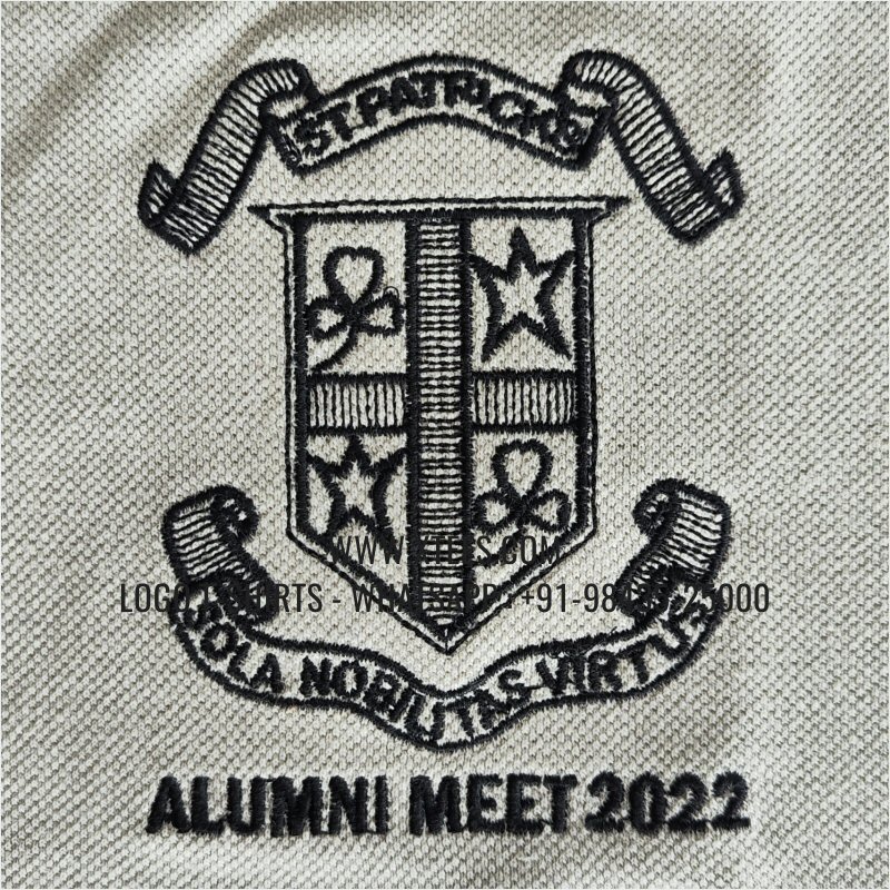 Alumni Reunion T-Shirt | Tipping Collar Polo T-Shirt | 100% Cotton | 240 GSM Thick Pique Airtex Fabric | Light Grey | Logo Embroidery