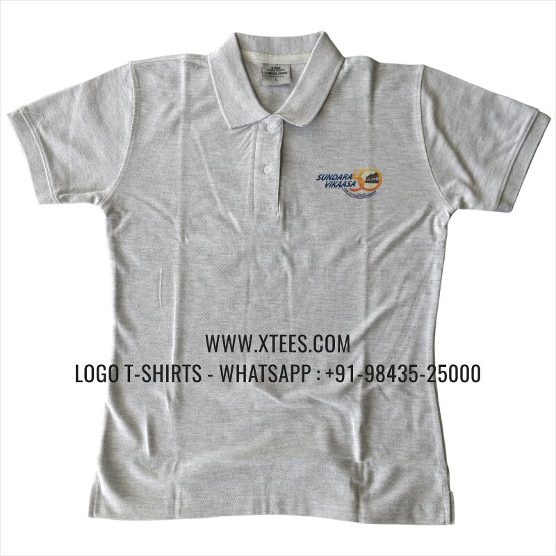 Alumni Reunion T-Shirt | Collar Polo T-Shirt | 100% Cotton | 240 GSM Thick Pique Airtex Fabric | White Melange | Logo Hi Res Digital Print
